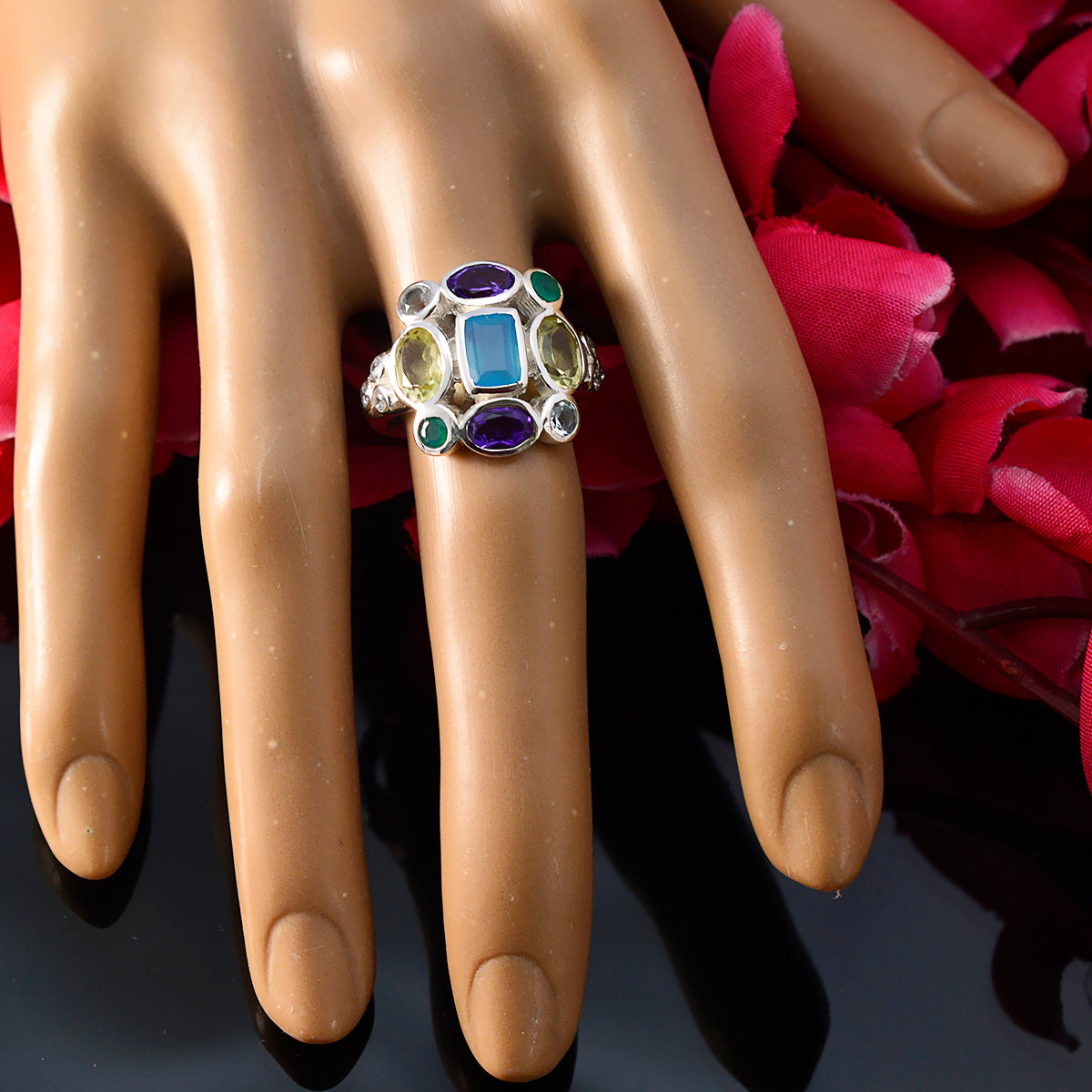 Genesis Cocktail multicolor Navratna Ring