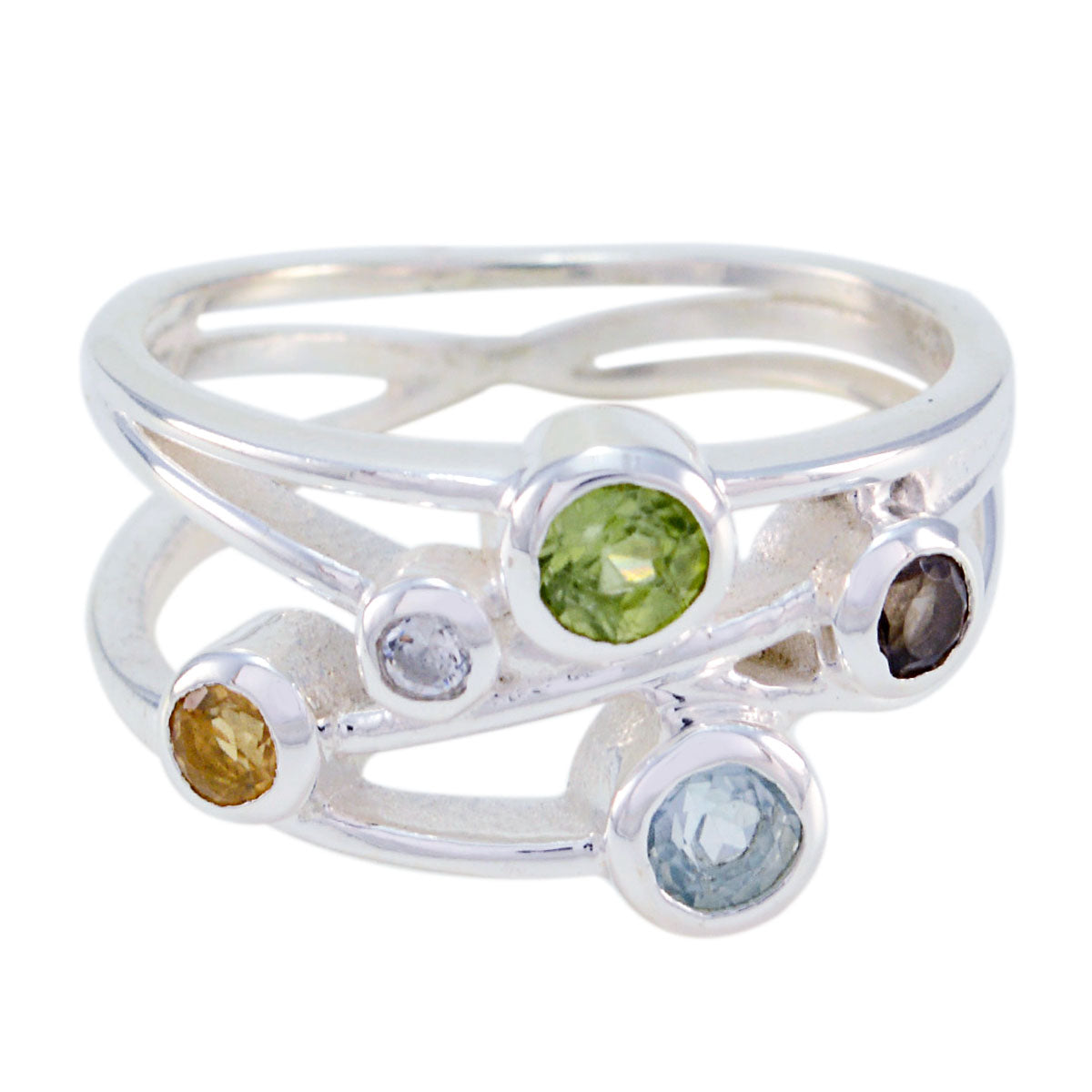 zazlle Modern multicolor Penta Ring Multi Stone Multicolor