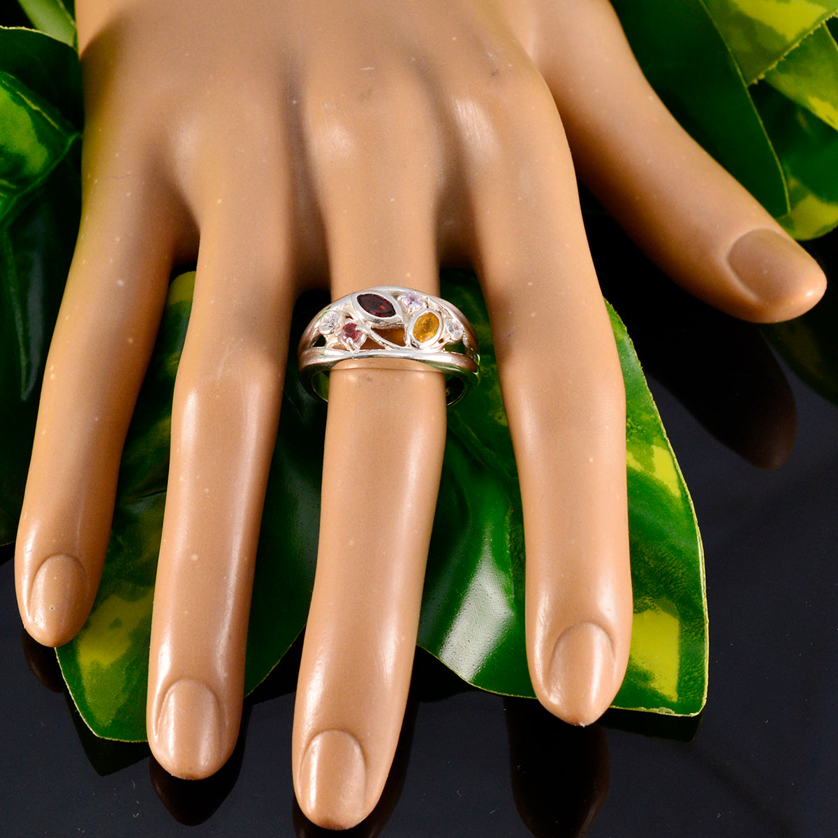 Alina Glamorous multicolor multiple Ring