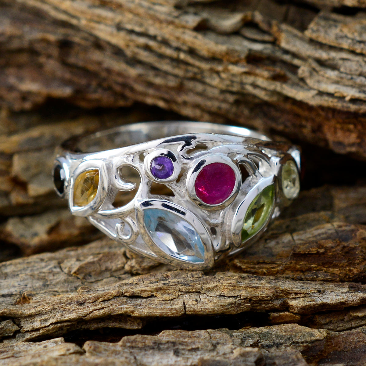Sara Cocktail multicolor multiple Ring