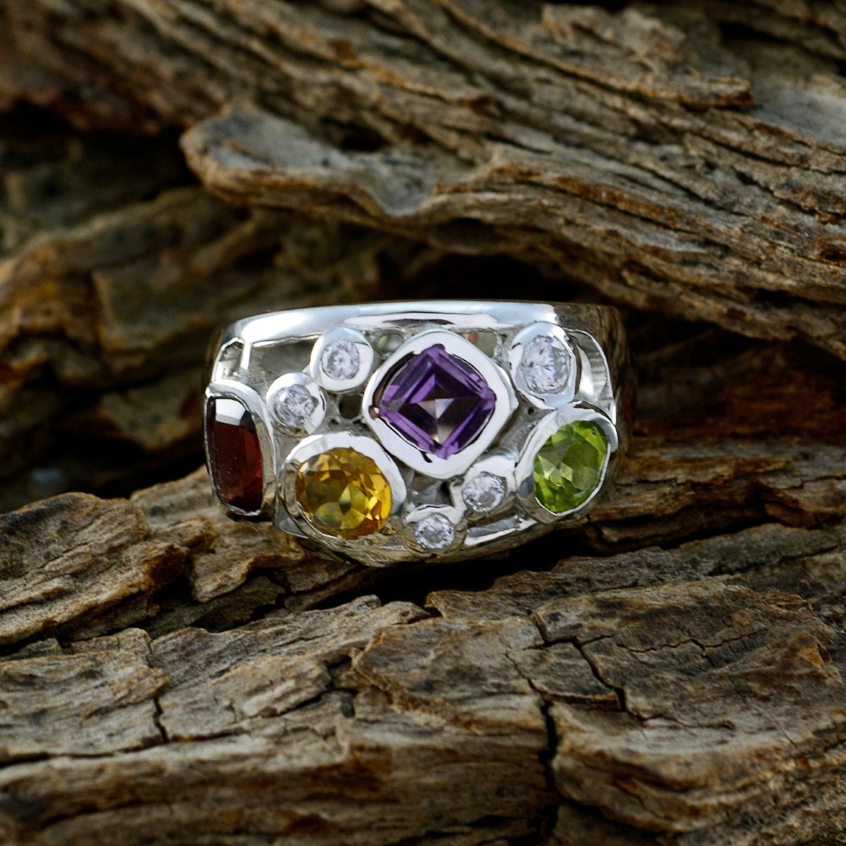 Isabella Abstract multicolor quarter Ring