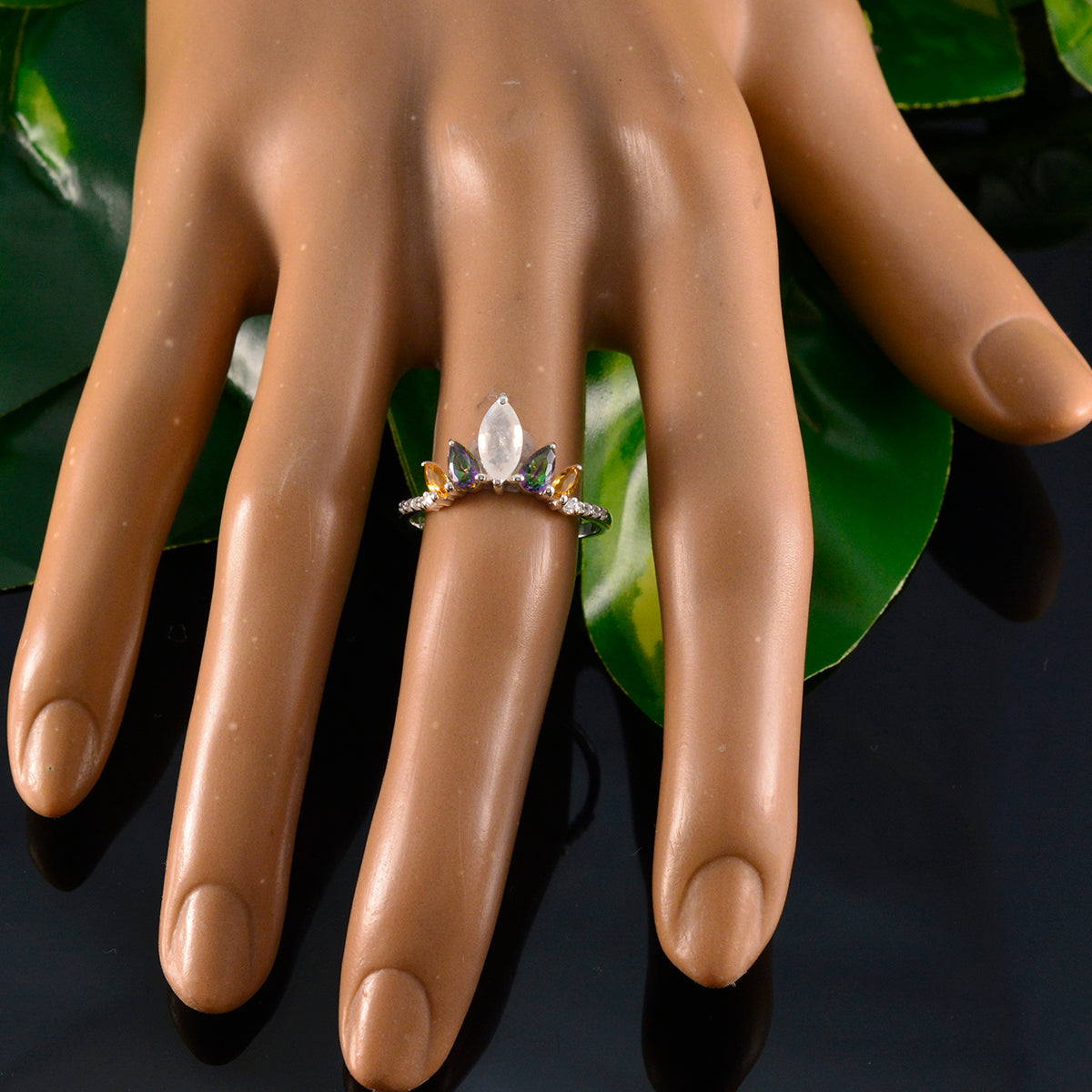 Ayesha crown multicolor Penta Ring