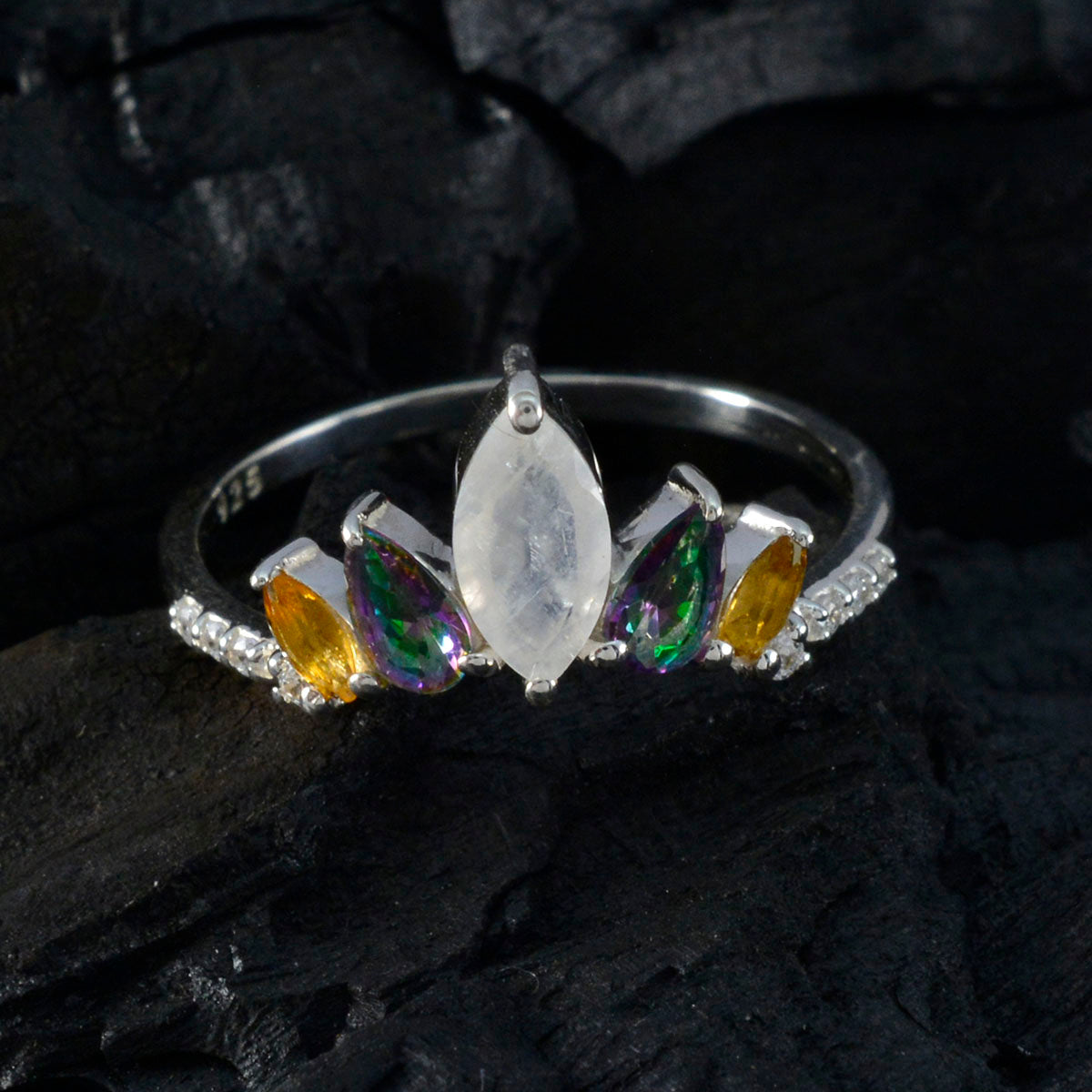 Ayesha crown multicolor Penta Ring