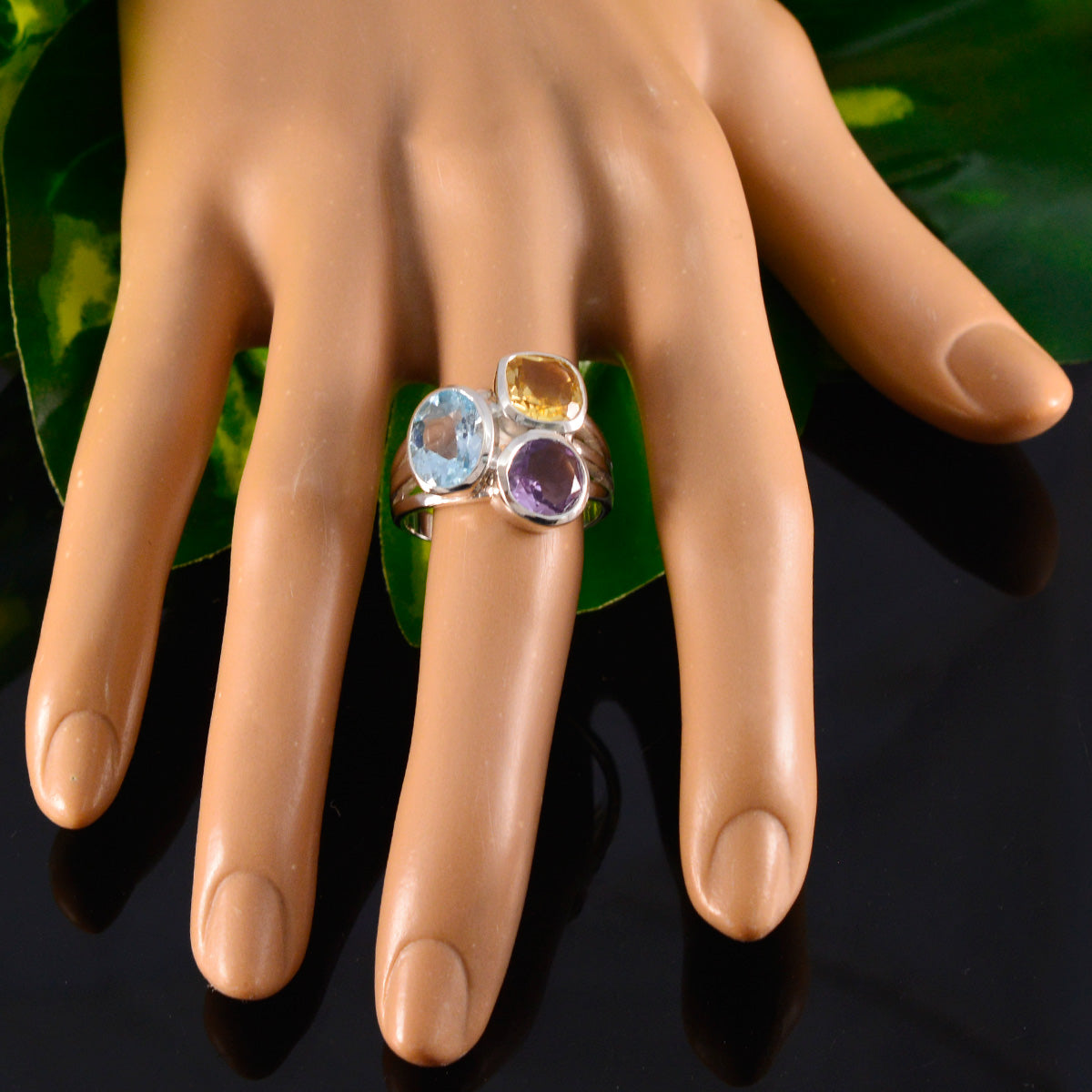 Saanvi Cocktail multicolor Trilogy Ring