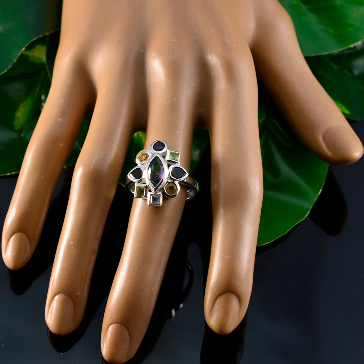 Mathilde Cocktail multicolor navratna Ring