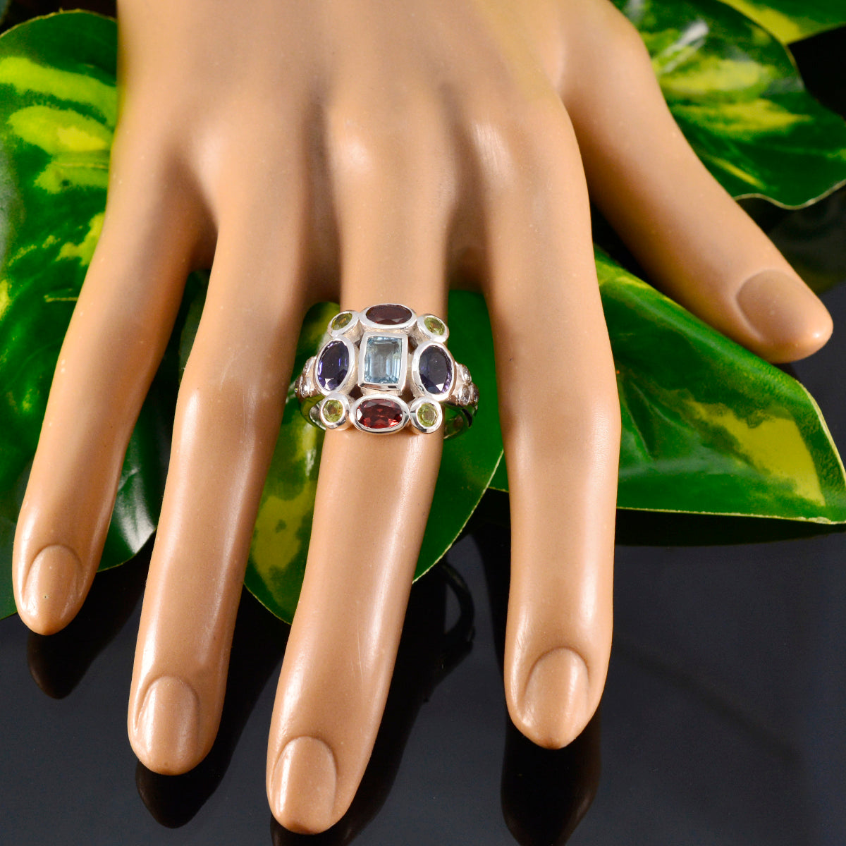 Grace Cocktail multicolor Navratna Ring
