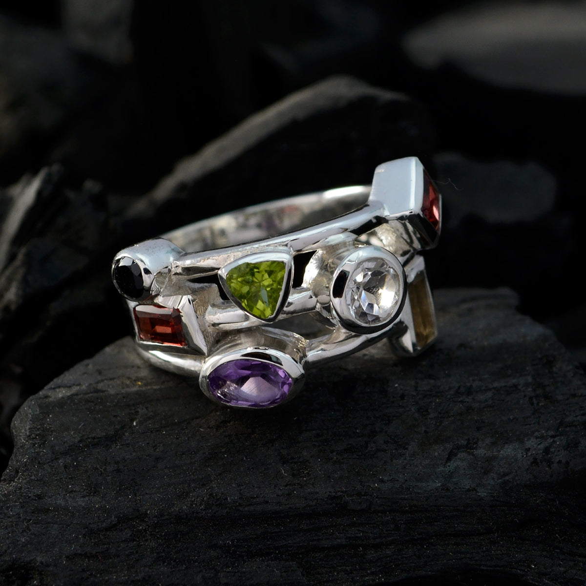 Meera Cocktail multicolor multiple Ring