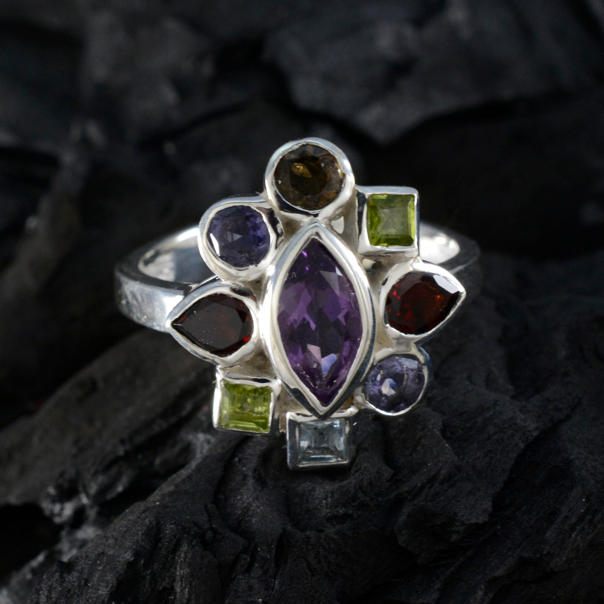 Pilar Cocktail multicolor navratna Ring