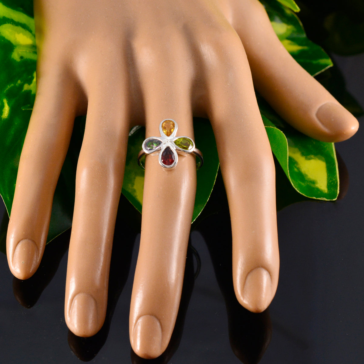 Eun-ji Floral multicolor quarter Ring