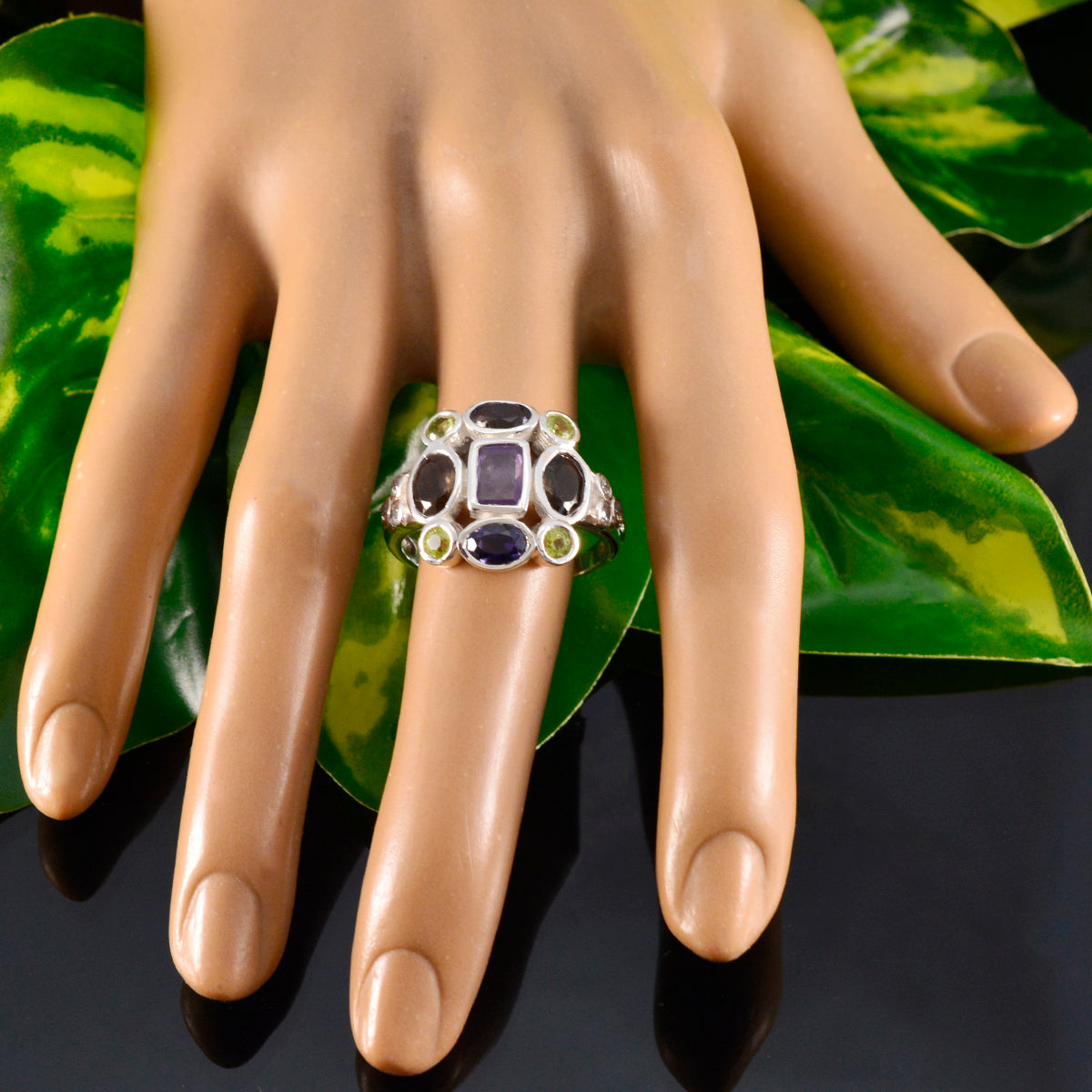 Meera Cocktail multicolor Navratna Ring