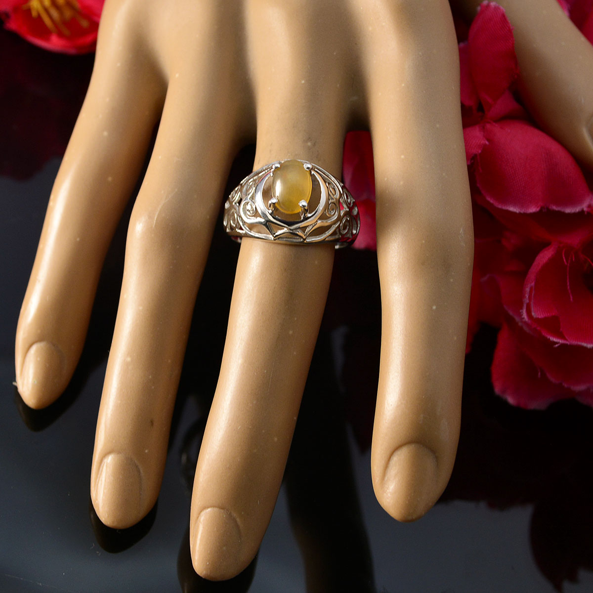 Olivia Filigree Yellow Solitaire Ring