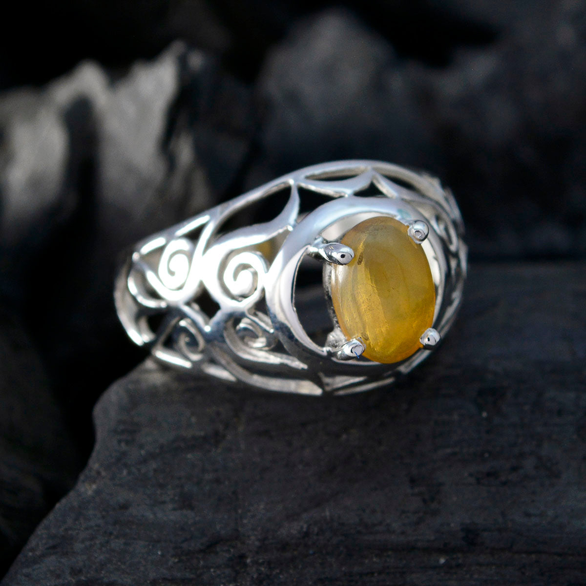 Olivia Filigree Yellow Solitaire Ring
