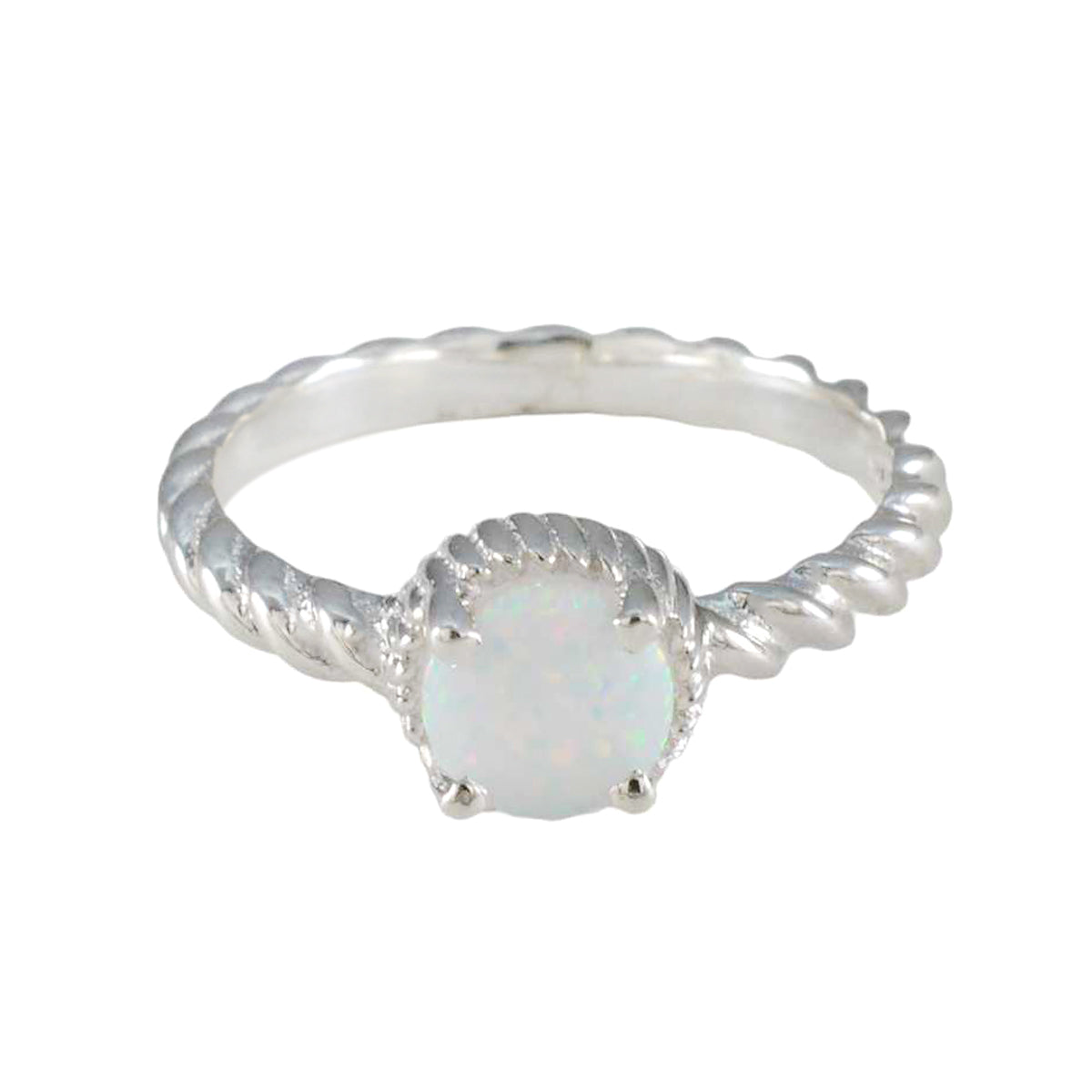 Isabel Sophisticated White Solitaire Ring Created Opal White