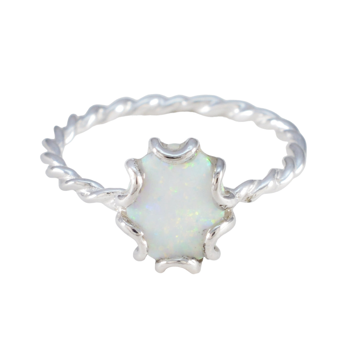 Evelyn Twist White Solitaire Ring Created Opal White
