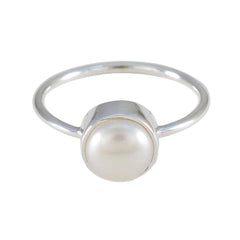Chen Abstract White Solitaire Ring Pearl White