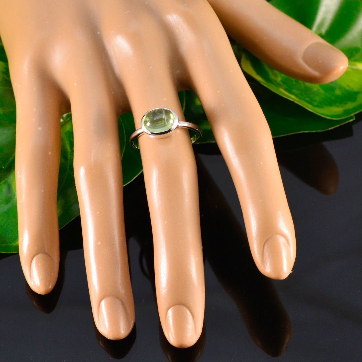 Hina Contemporary Green Solitaire Ring