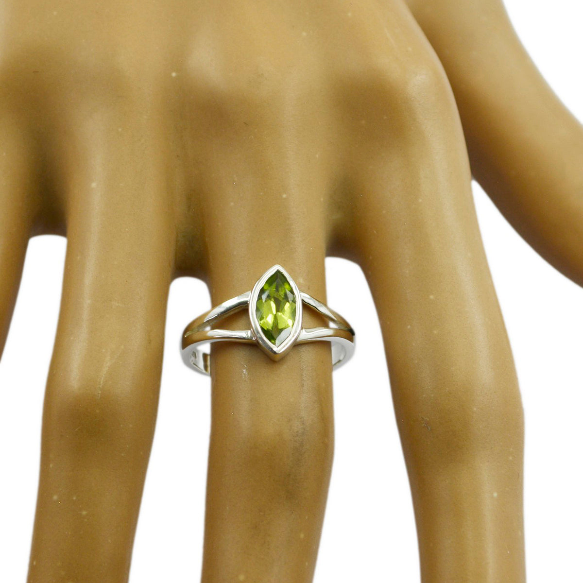 Mei Geometric Green Solitaire Ring