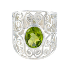 Luna Filigree Green Solitaire Ring Peridot Green