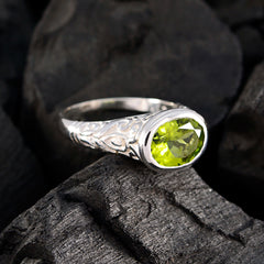 Aurora Art Deco Green Solitaire Ring