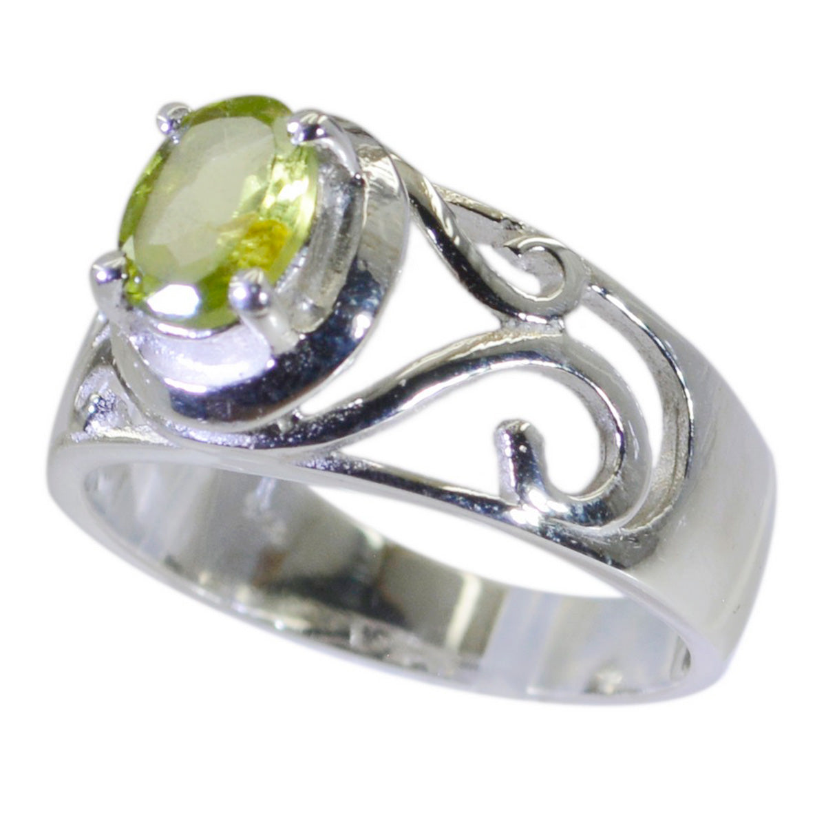 Ángeles Filigree Green Solitaire Ring