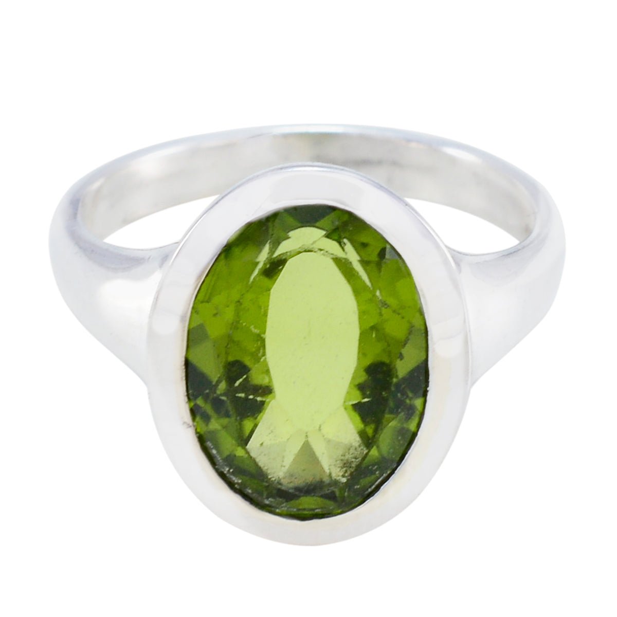 Lea Abstract Green Solitaire Ring Peridot Green