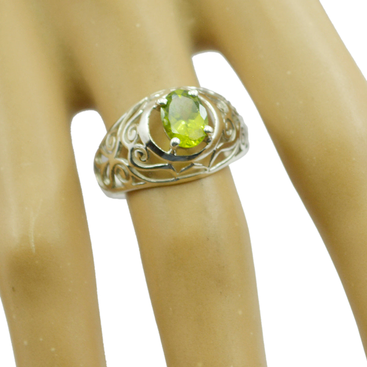 Ana Filigree Green Solitaire Ring