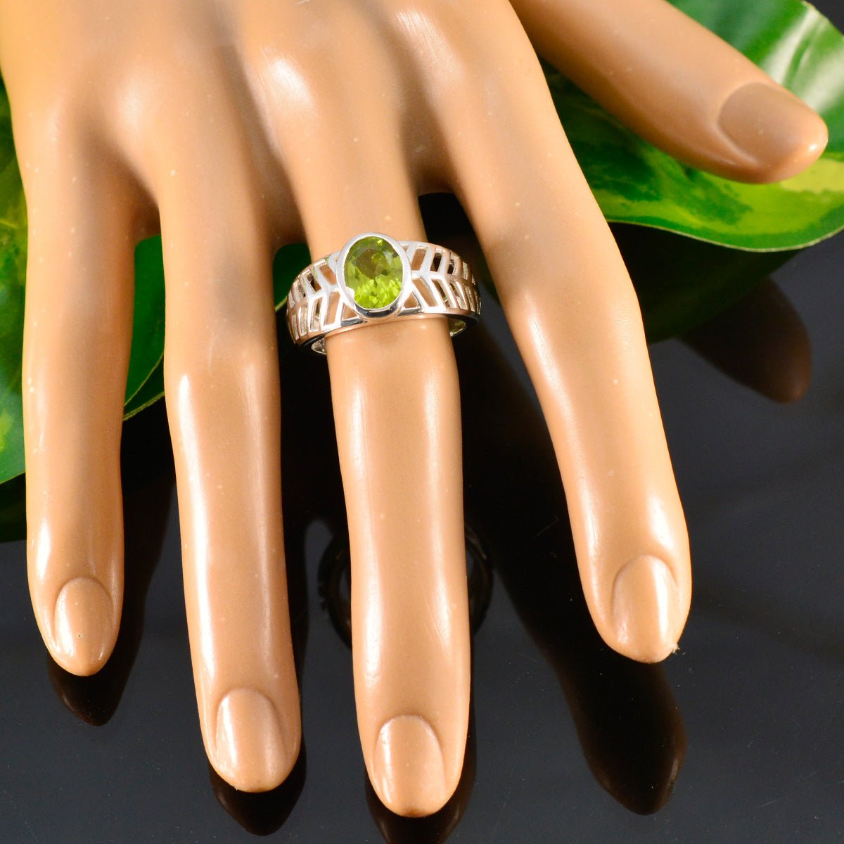 Scarlett Art Deco Green Solitaire Ring
