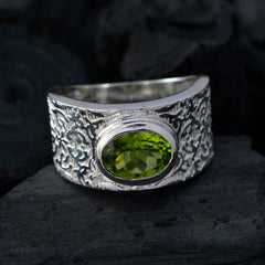 Priya Art Deco Green Solitaire Ring