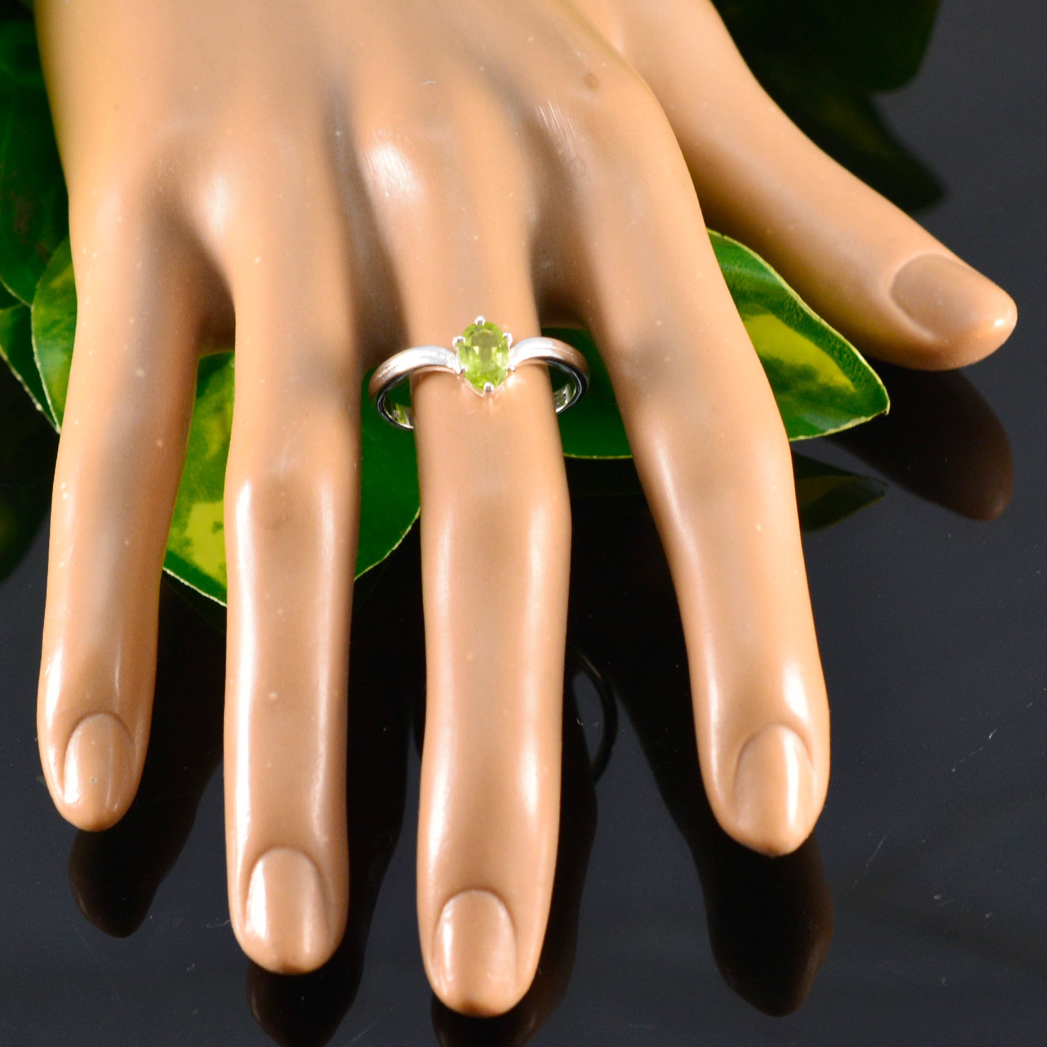 Ananya Abstract Green Solitaire Ring