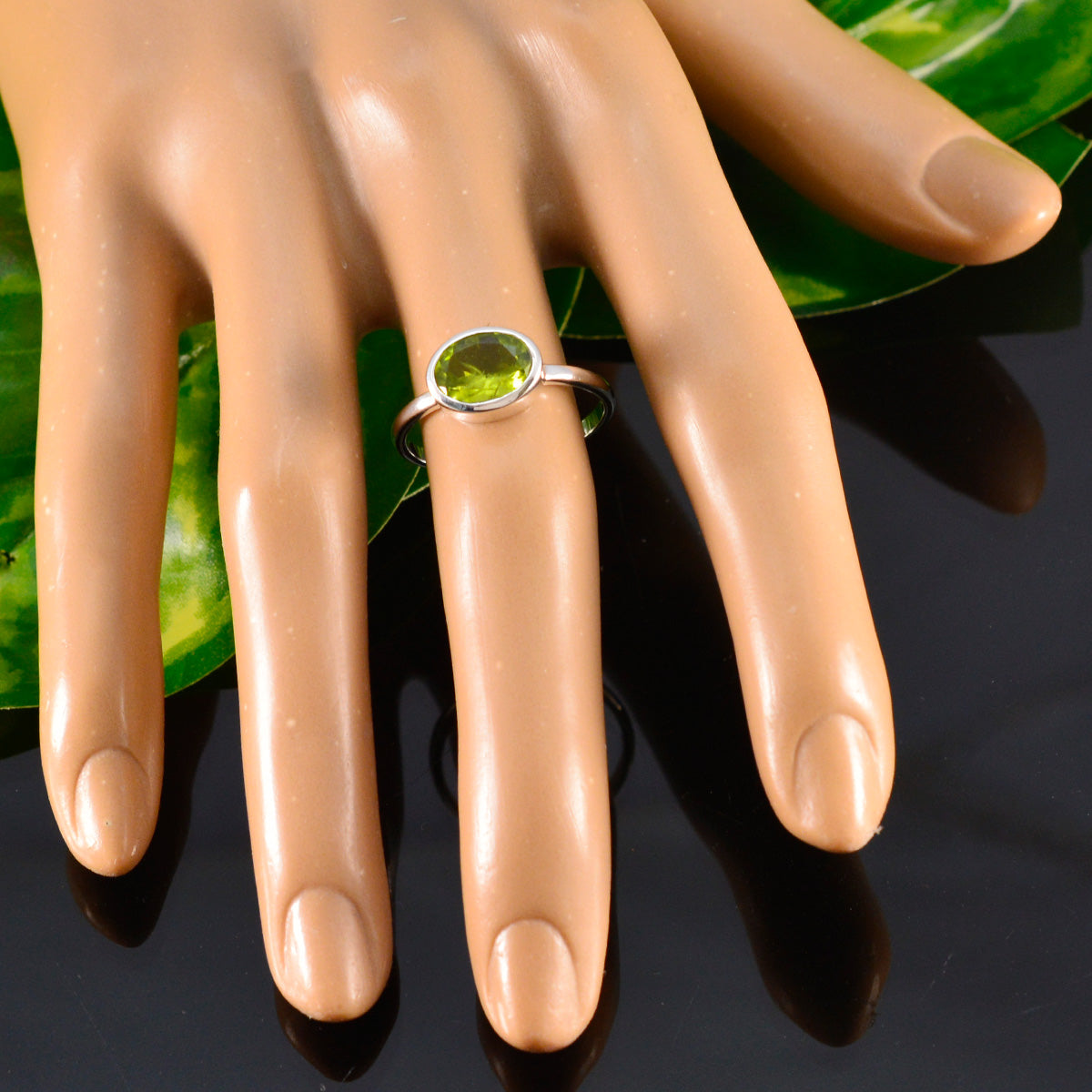 Riya Abstract Green Solitaire Ring