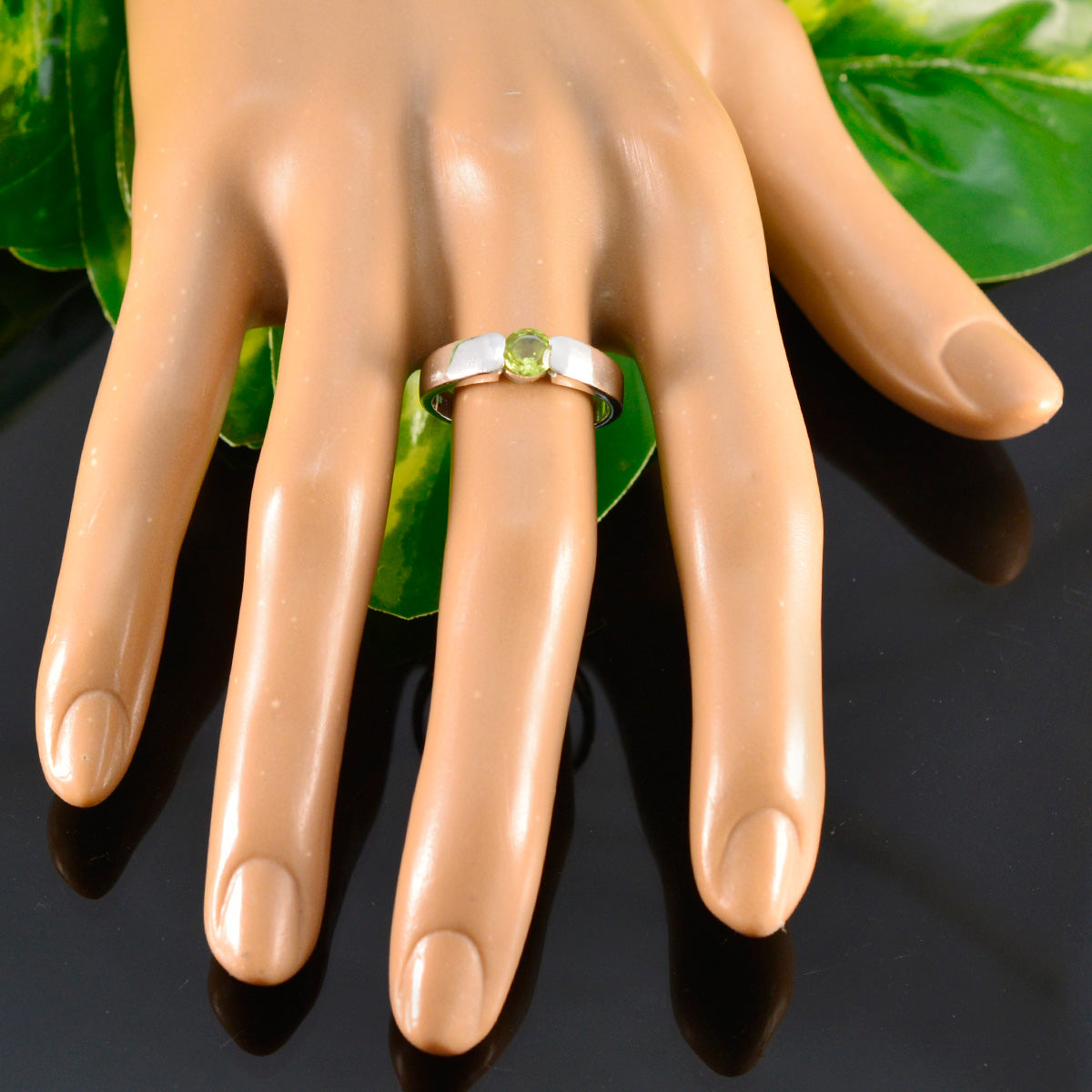 Maria Abstract Green Solitaire Ring
