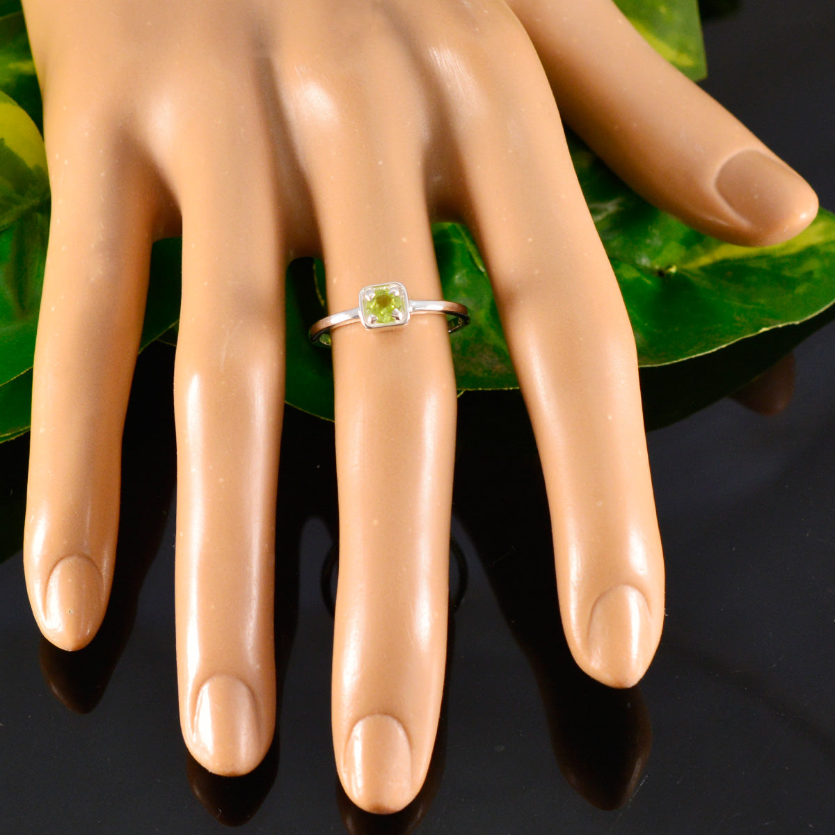 Haruka Abstract Green Solitaire Ring