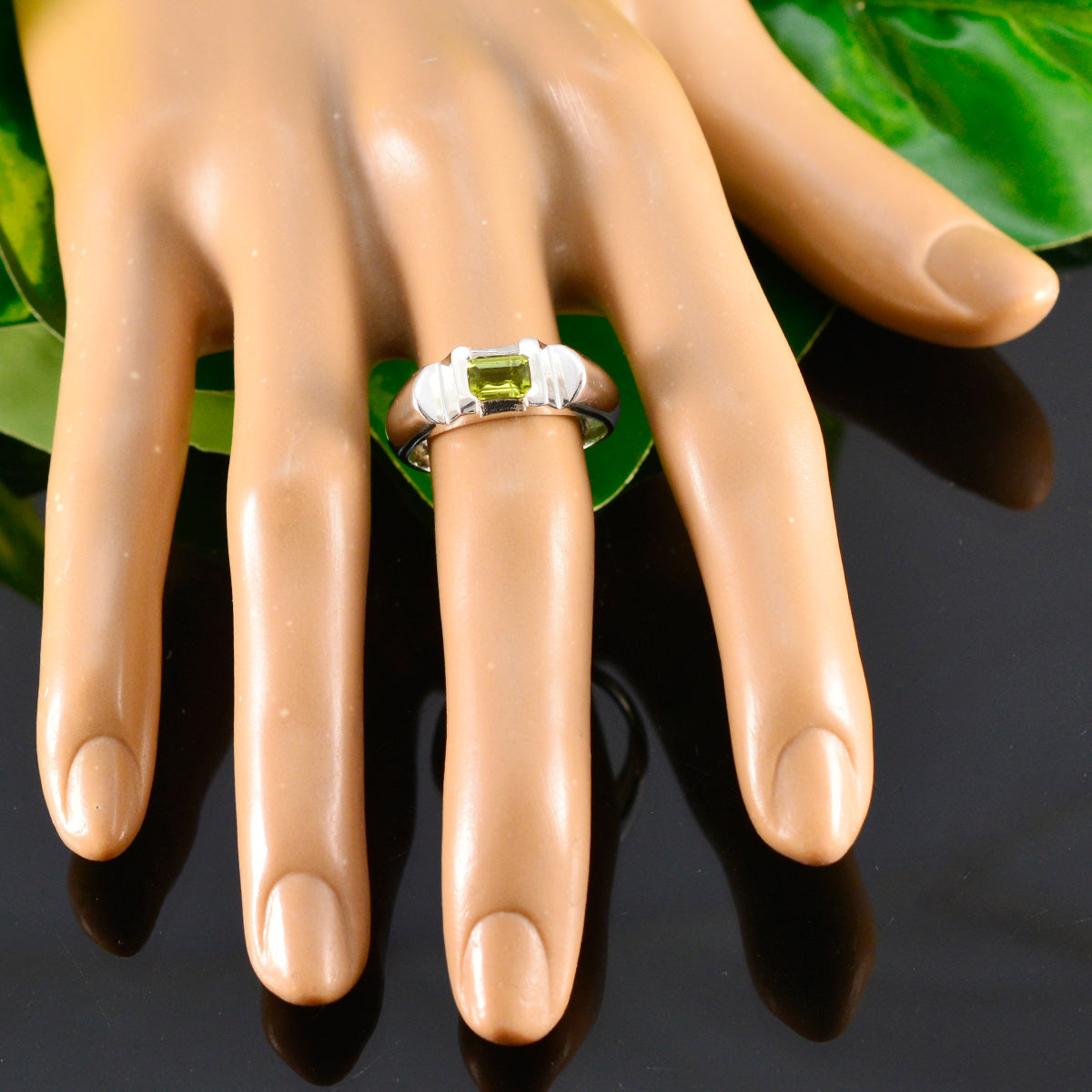 Teresa Abstract Green Solitaire Ring