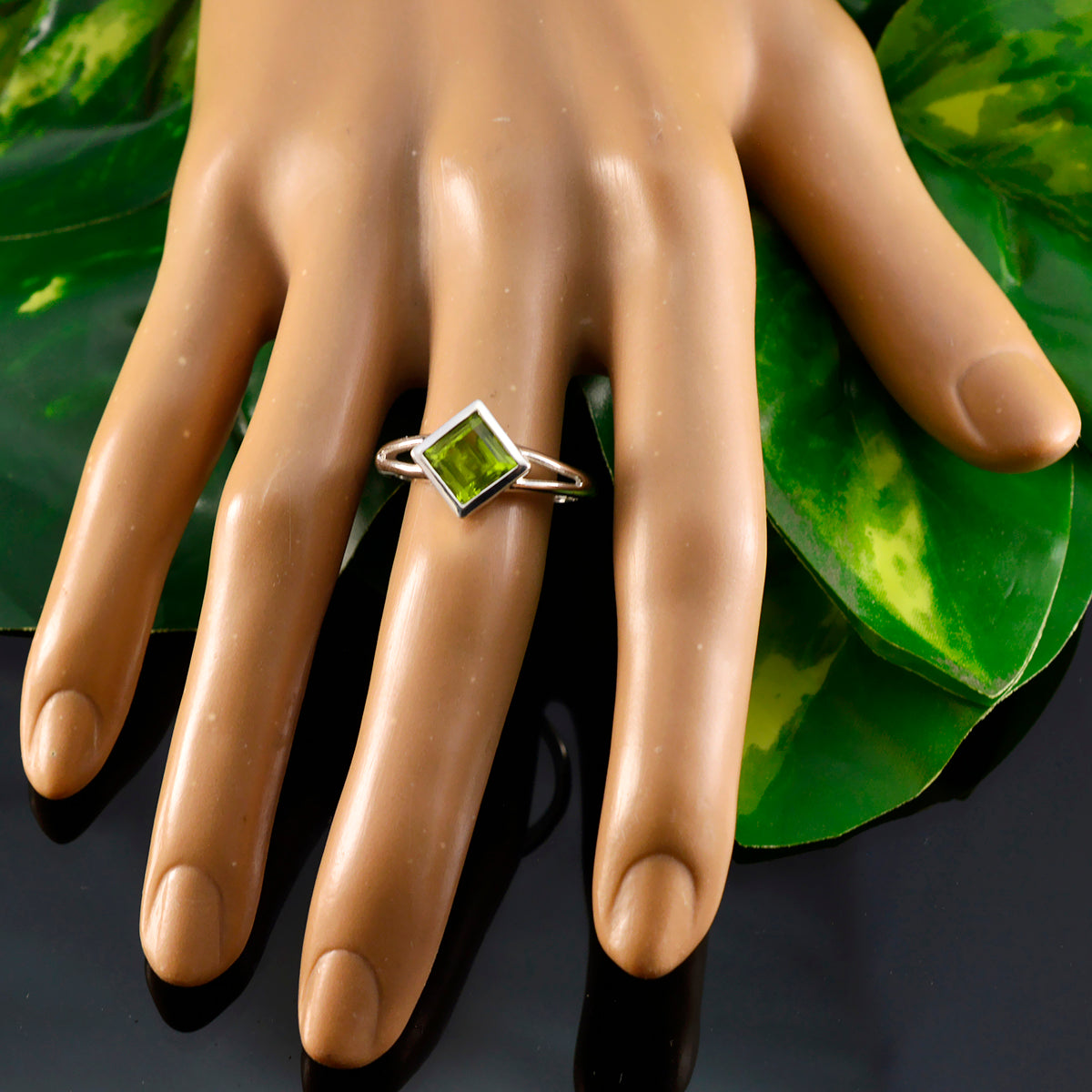Agnes Artisan Green Solitaire Ring