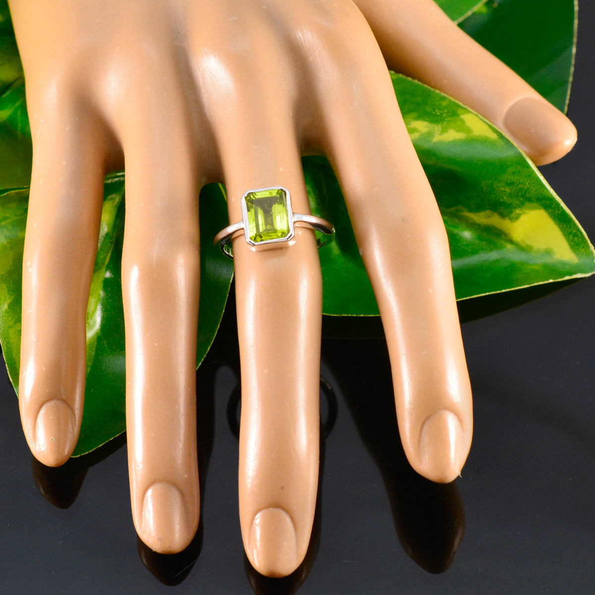 Jia Artisan Green Solitaire Ring