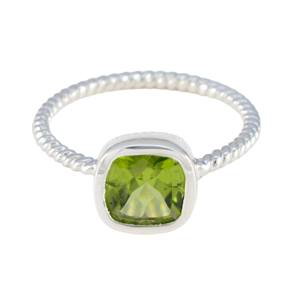 Hina Abstract Green Solitaire Ring Peridot Green
