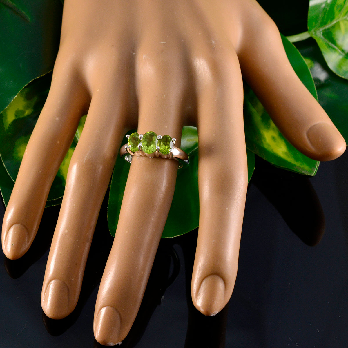 Ayesha Romantic Green Trilogy Ring
