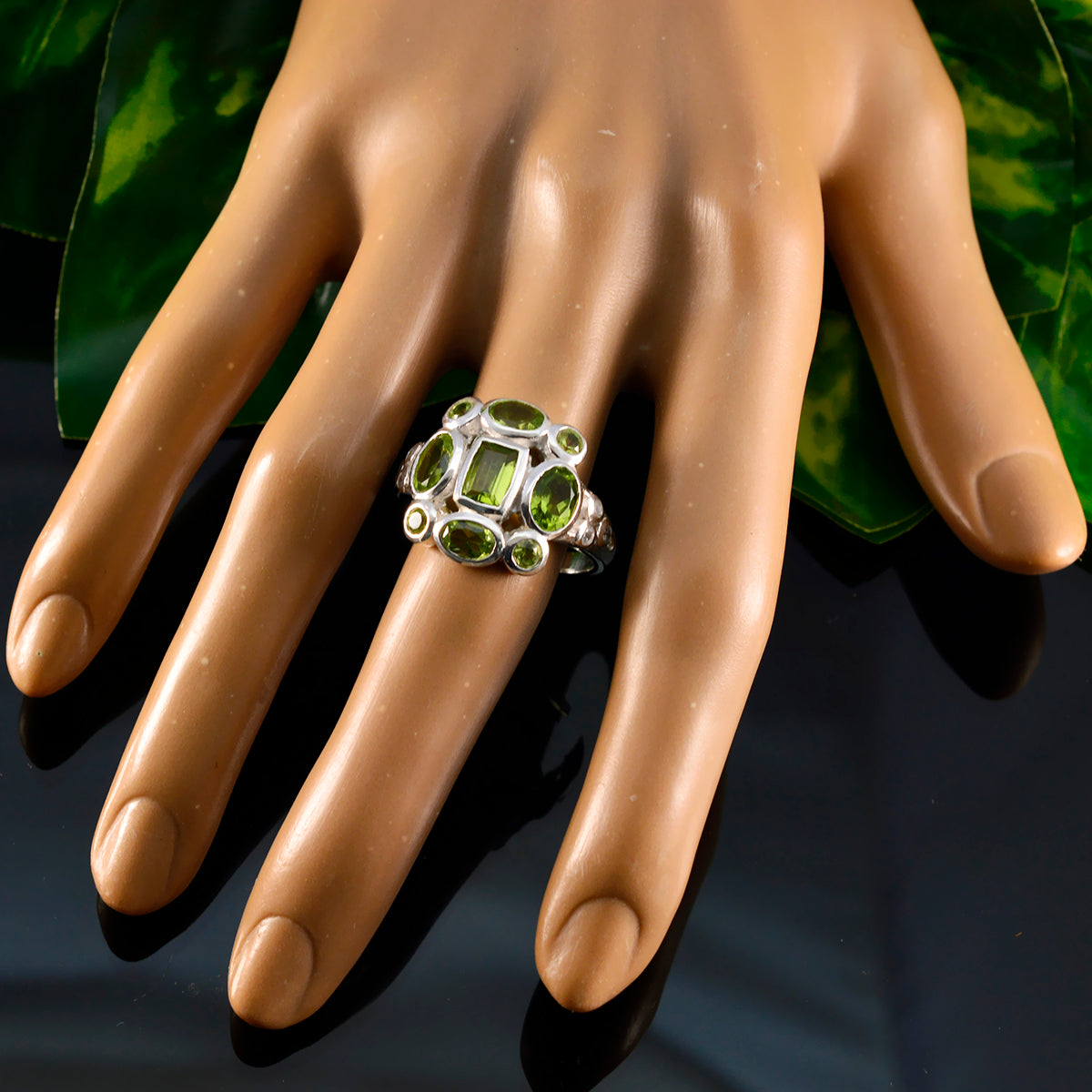 Lourdes Signet Green Navratna Ring