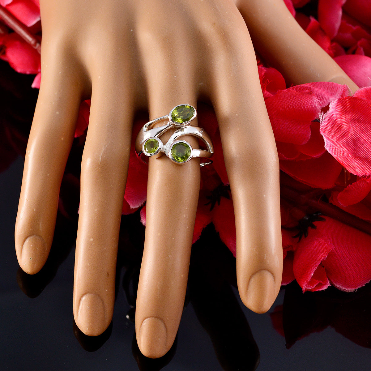 Aisha Boho Green Trilogy Ring
