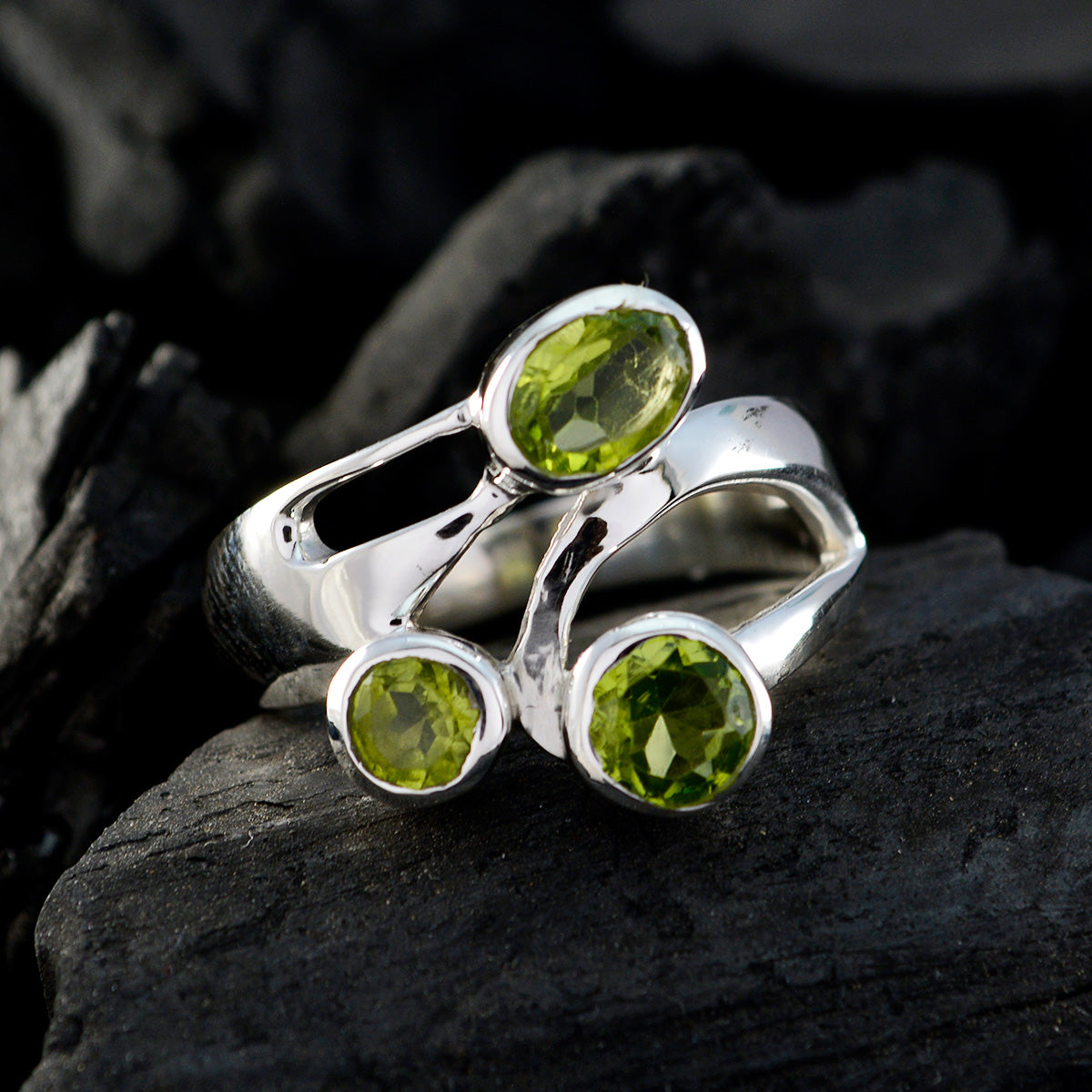 Aisha Boho Green Trilogy Ring