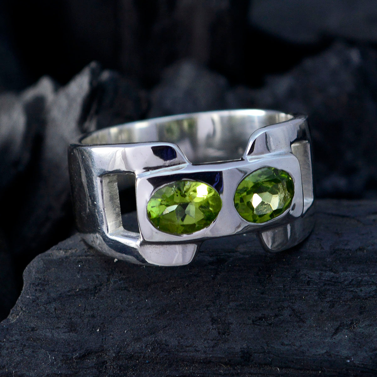 Siti Modern Green Toi et Moi Ring