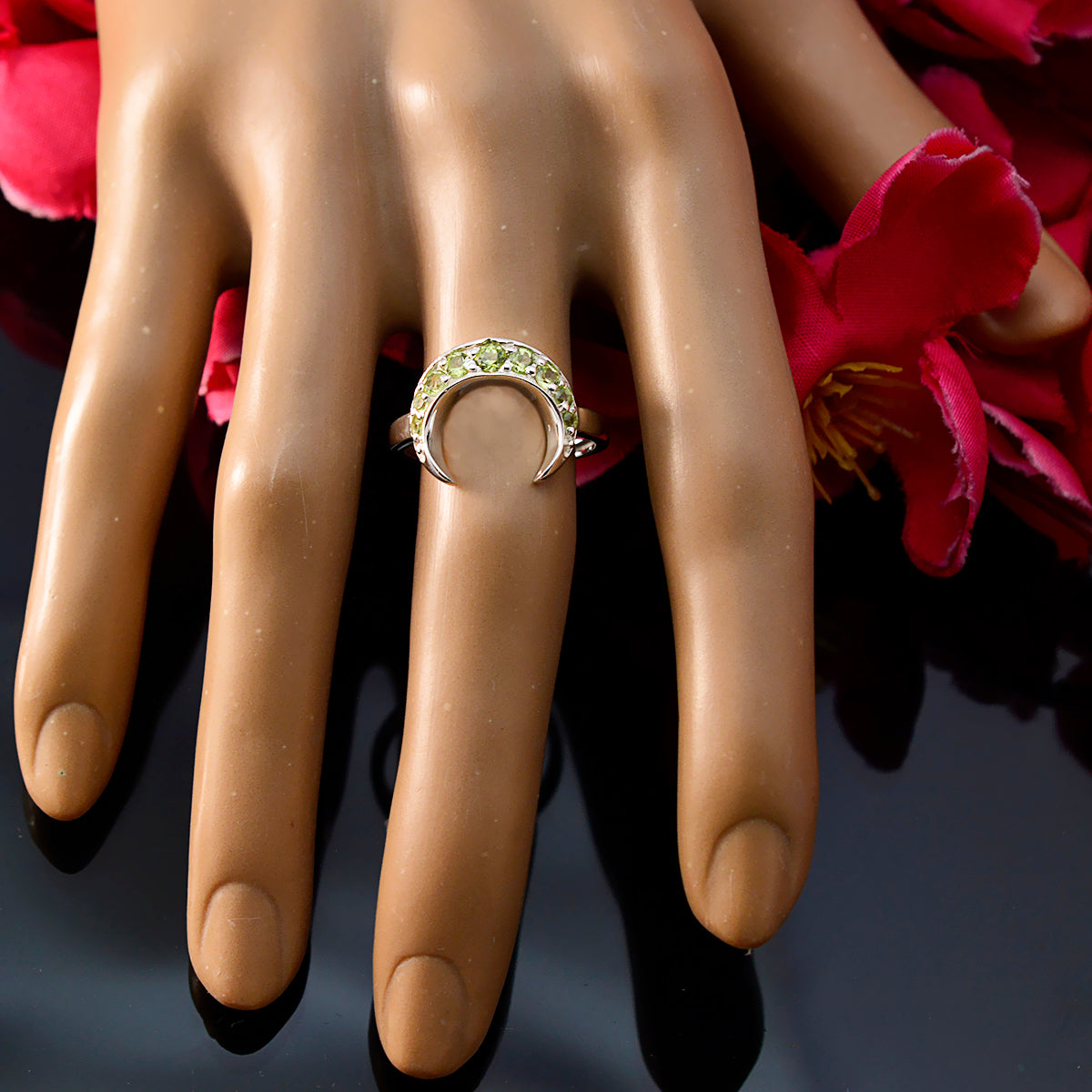 Rina Graceful Green multiple Ring