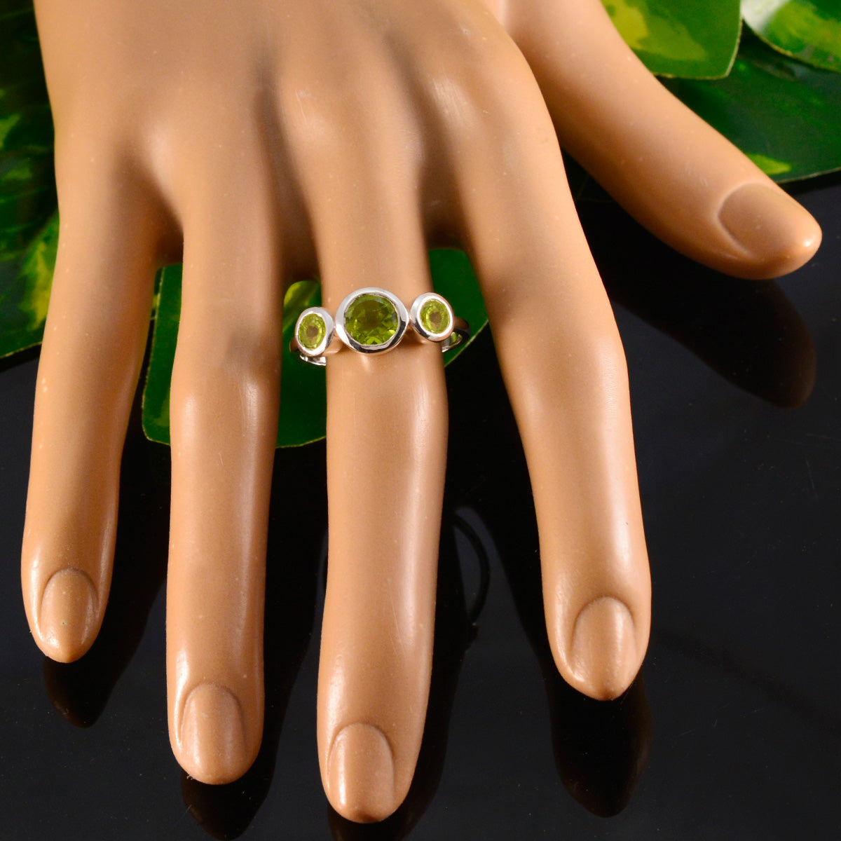 Lily Artisan Green Trilogy Ring