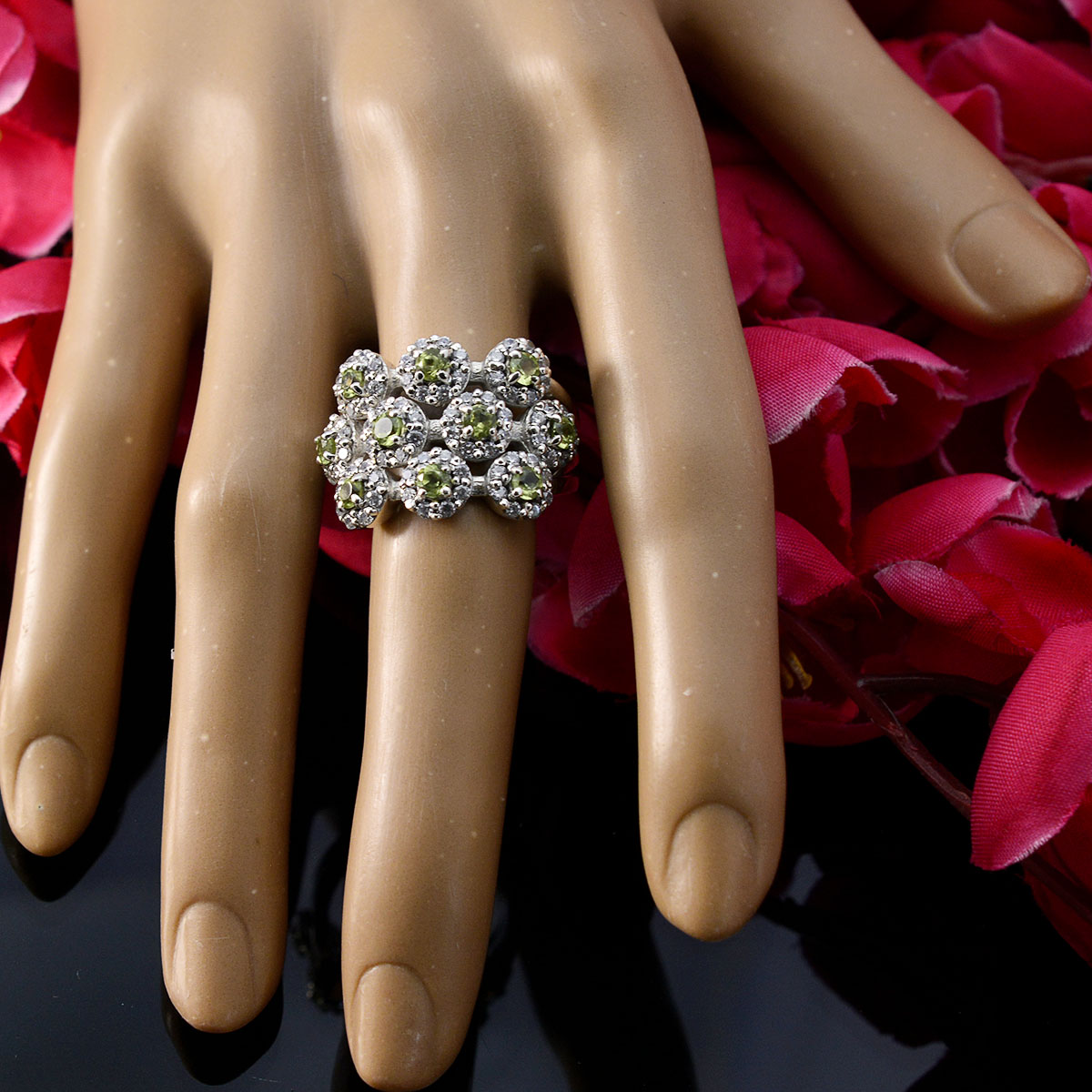 Tereza Contemporary Green multiple Ring