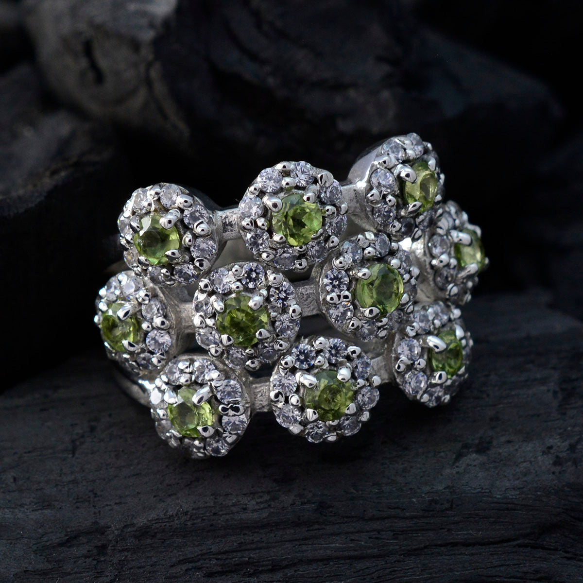 Tereza Contemporary Green multiple Ring