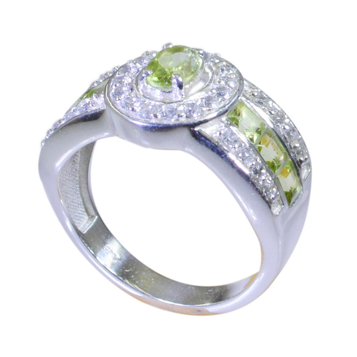 Meera Contemporary Green Halo Ring
