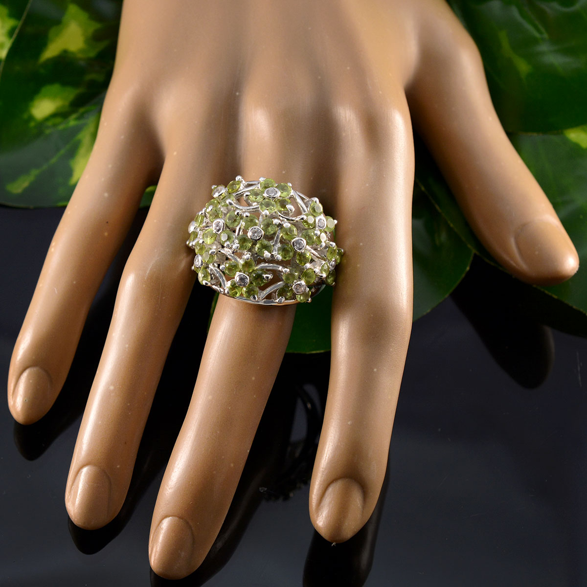 Florencia Floral Green multiple Ring