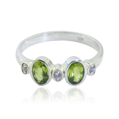 Zoe Trendy Green Halo Ring Peridot Green