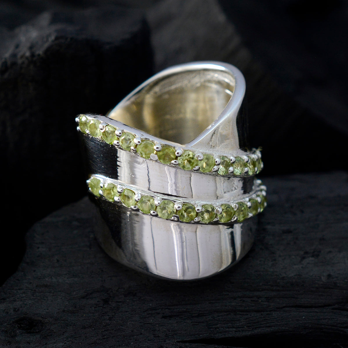 Angel Art Deco Green multiple Ring