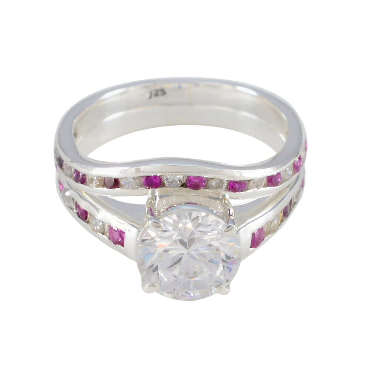 Yasmine Artisan Pink Halo Ring Pink CZ Pink